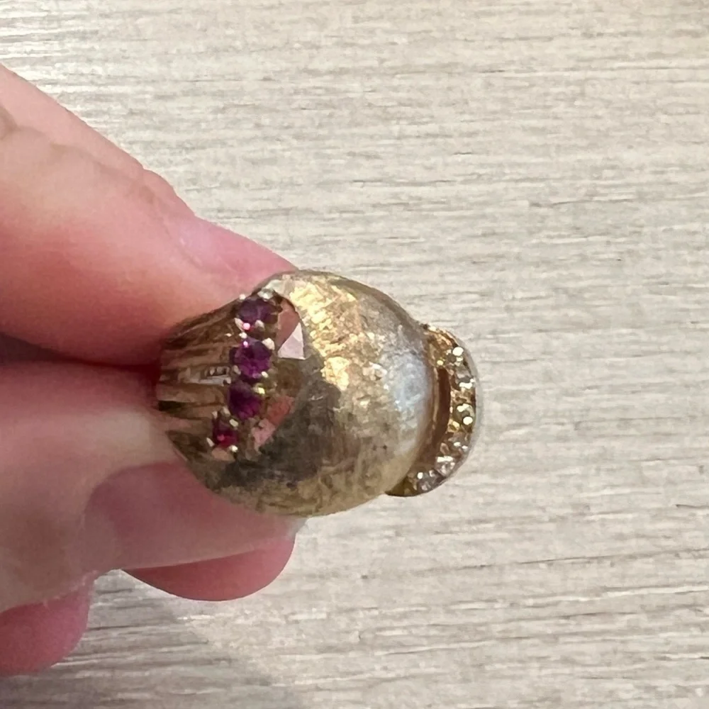 Vintage authentic Panetta Ruby and Diamond 1970s gold ring
